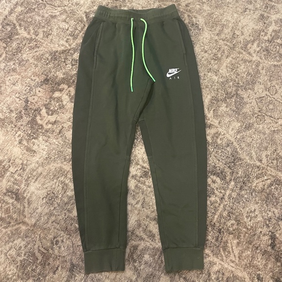 Nike Air Men’s Fleece Joggers Dark Green Size Small - Picture 1 of 3